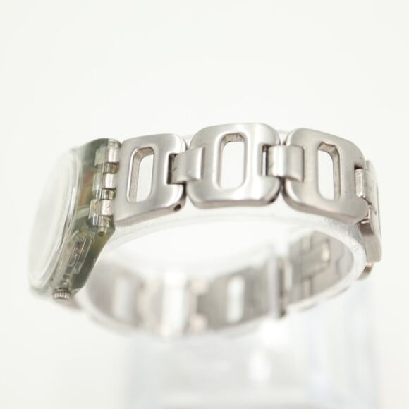 Vintage Swatch 2002 Silver Tone Womens Watch 25mm Steel Bracelet w New Battery - Picture 10 of 14